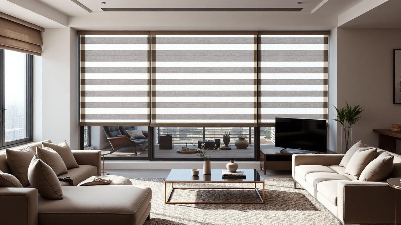 Cortina Double Vision instalada em sala de apartamento em Belo Horizonte